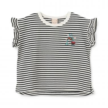 【プティプラ】アルファベット袖フリルTシャツ