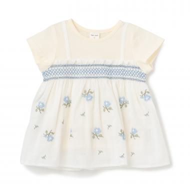 【リンク】クロスステッチ花ドッキングTシャツ