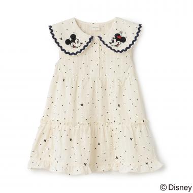【Disney】エリ刺しゅうティアードワンピース