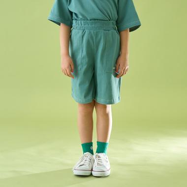 【セットアップ可能】【カイテキ天竺】配色ステッチ5分丈パンツ